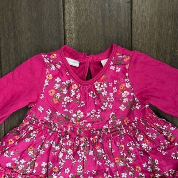 First Impressions Hot Pink Boho Floral Ruffle Dress 6-9 mos - Picture 2 of 6